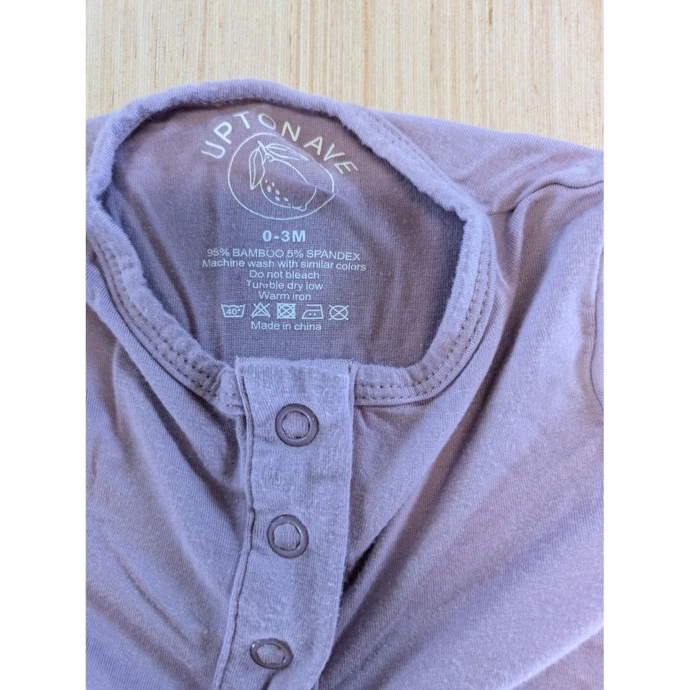 Upton Ave Bamboo Knotted Gown Purple 0-3M Long Sleeve Henley Baby Sleep‎ Sack